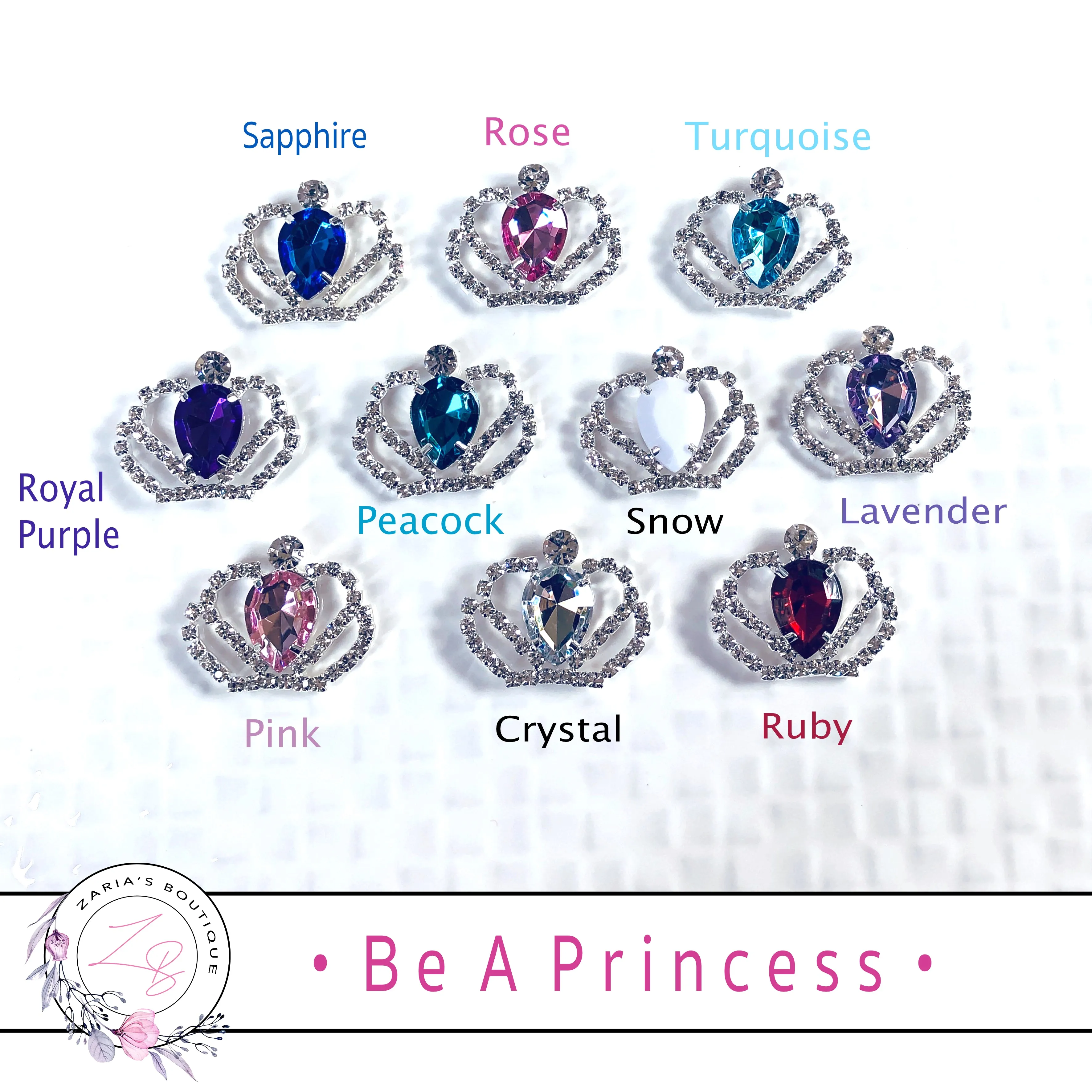 ⋅ Be A Princess ⋅ Crystal Tiara Crown Metal Flatback Embellishment