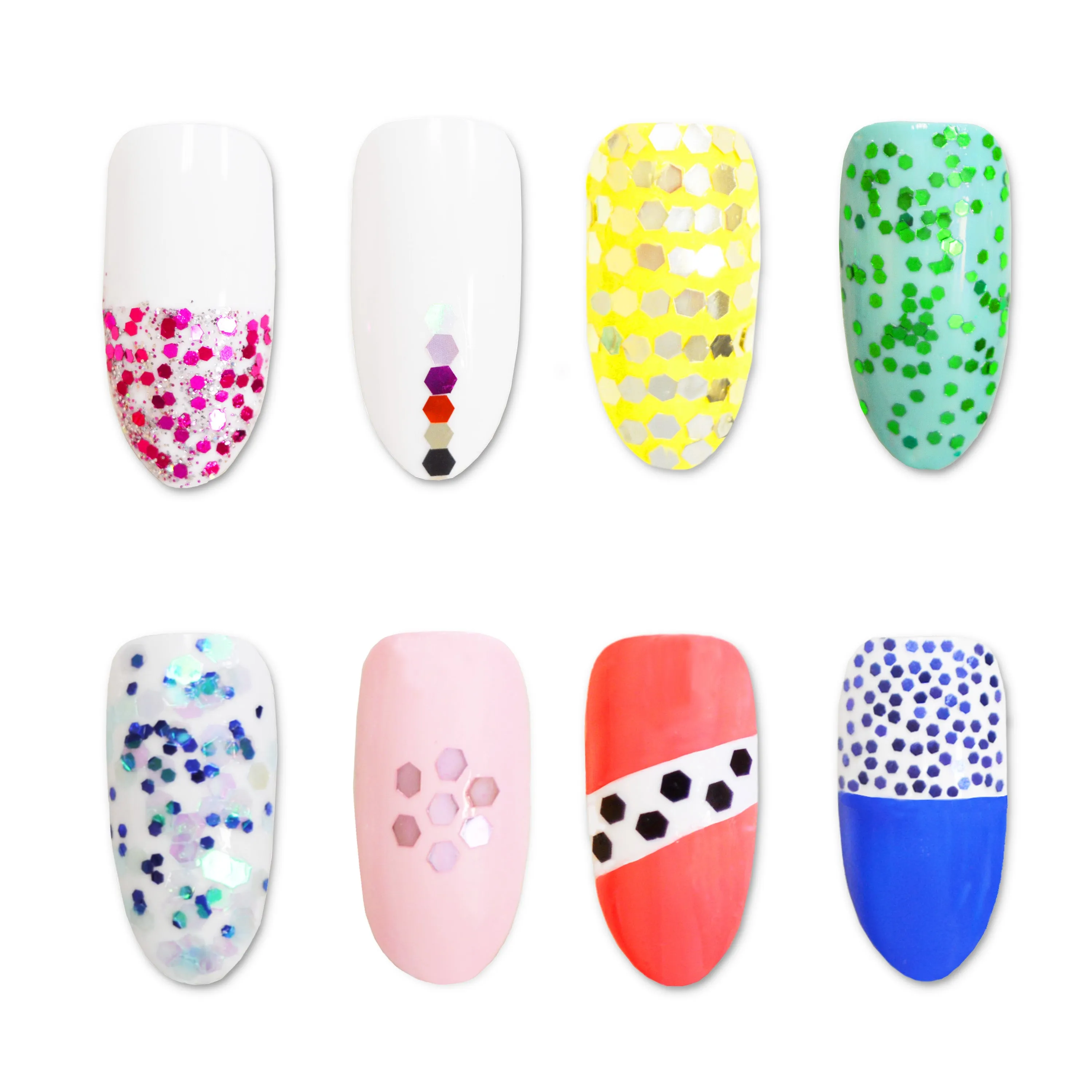 12 Colors Nail Art Hexagon Glitters