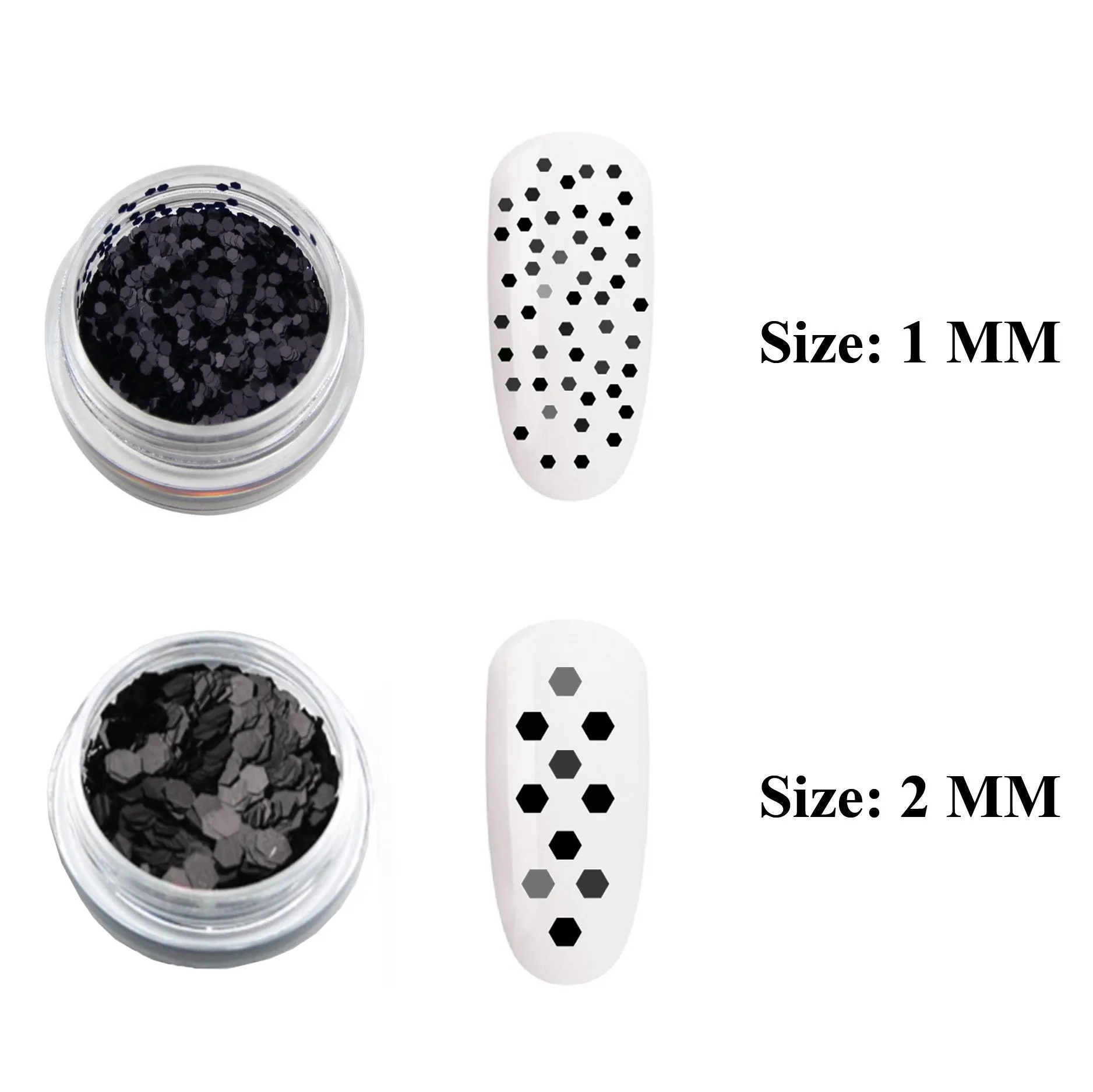 12 Colors Nail Art Hexagon Glitters