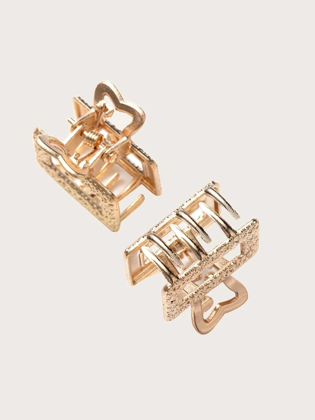 12pcs Glitter Bow & Butterfly & Heart & Rectangle Design Hair claw - Gold