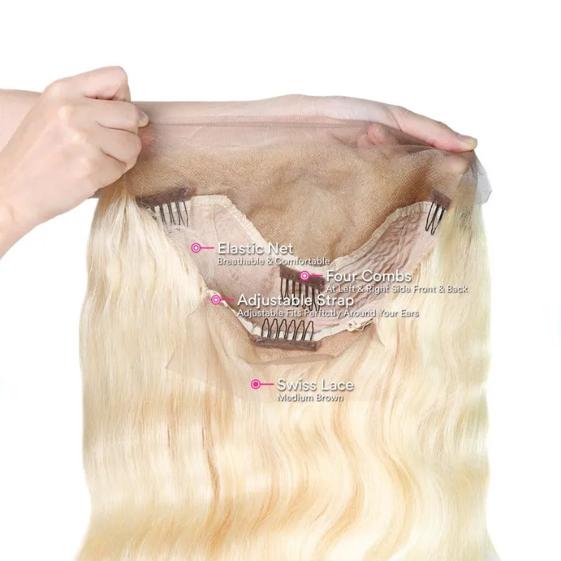 13x4 Transparent Lace Blonde 613 Body Wave Wig Frontal 100 Human Hair Wig