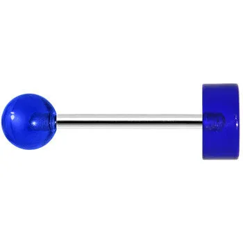 14 Gauge Blue Acrylic American Flag Straight Barbell Tongue Ring
