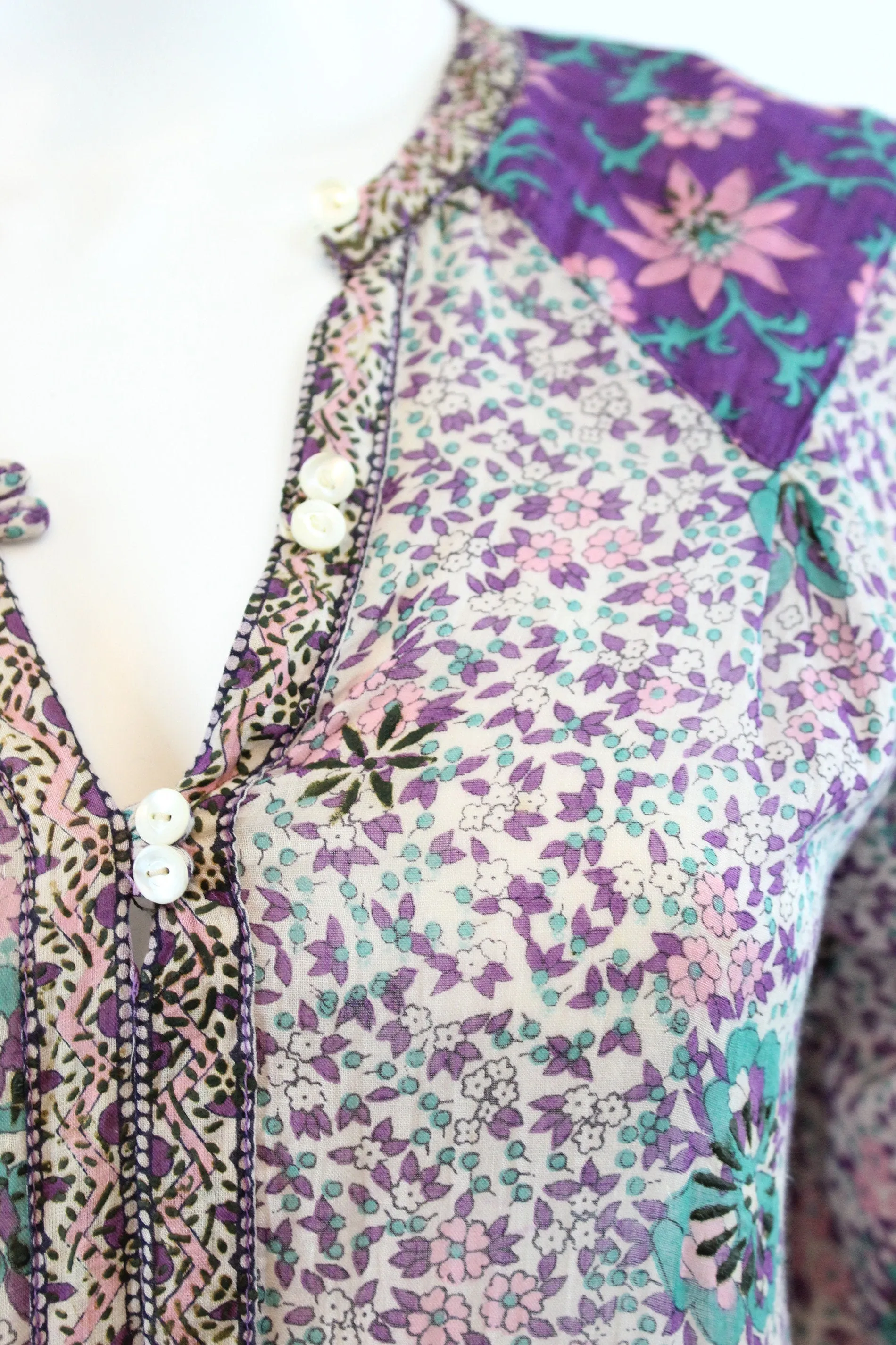 1970s Adini caftan cactus print INDIAN COTTON small  | new spring summer