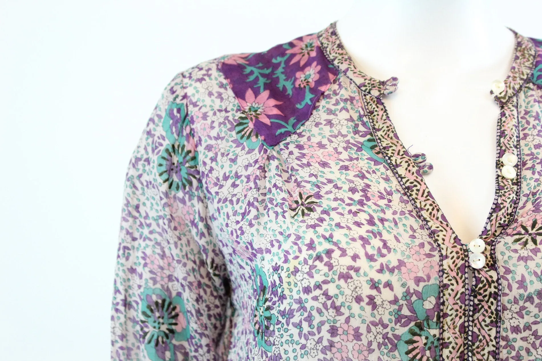1970s Adini caftan cactus print INDIAN COTTON small  | new spring summer