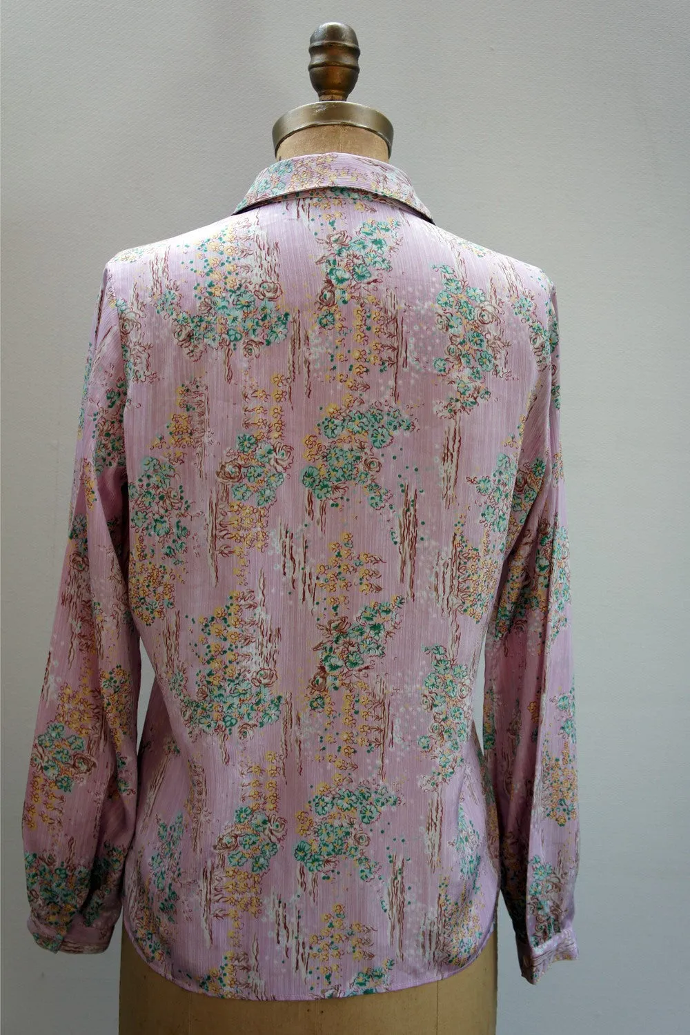 1970's Long Sleeve Lilac Blouse, Size L