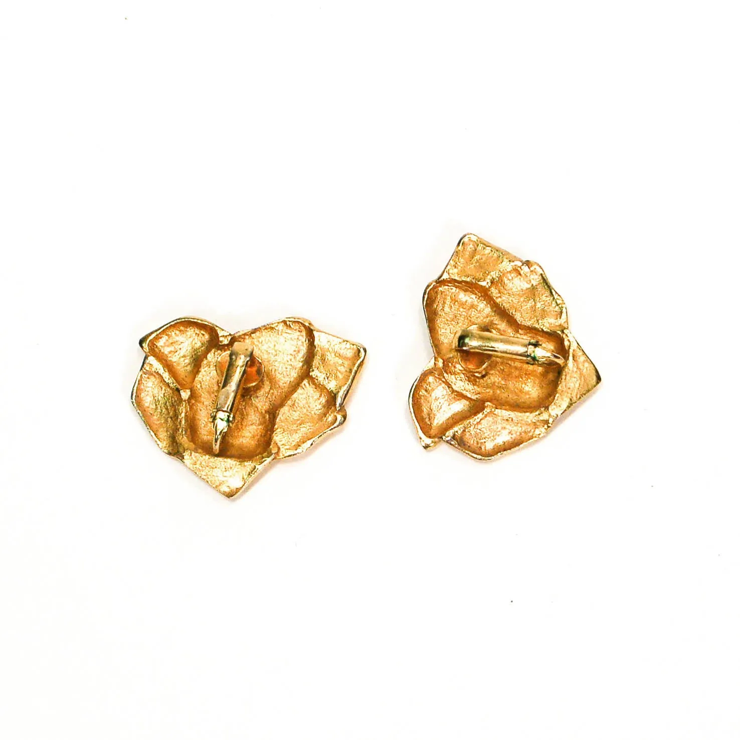 1980's Gold Tone Rose Earrings