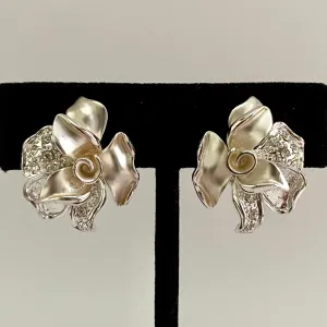 1980s Rhinestone Flower Earrings