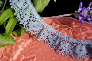1¼" DUSTY BLUE CLUNY RUFFLED LACE TRIM EDGING