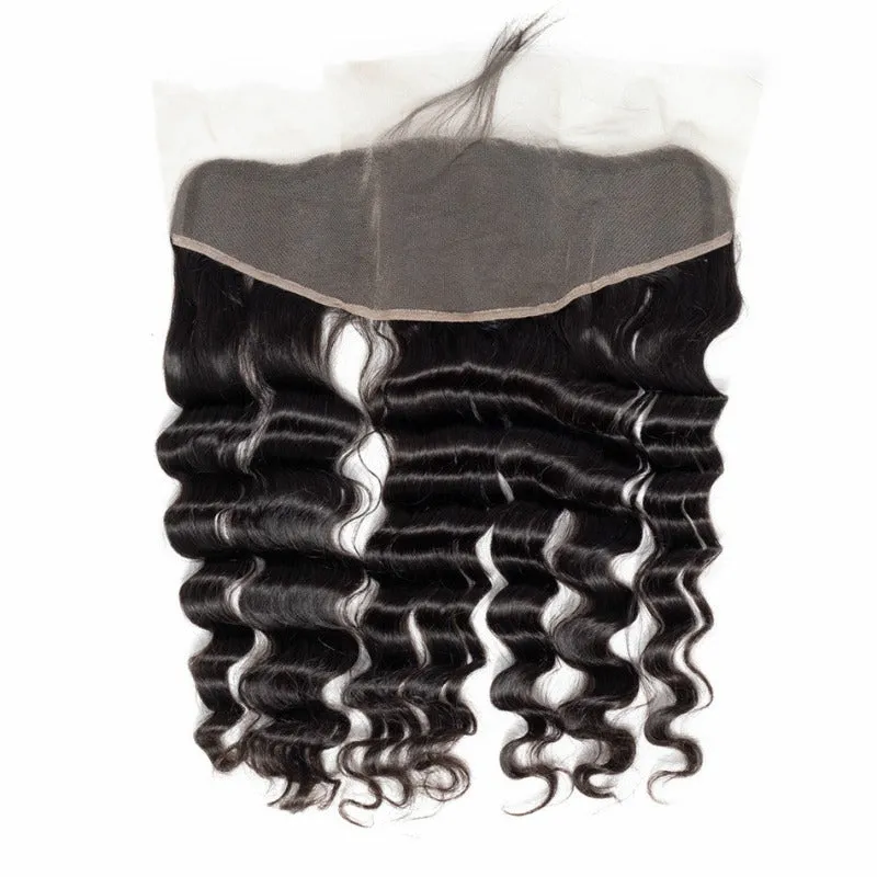 2 Bundles With 13x4 Lace Frontal Loose Wave Natural Black Brazilian Virgin Human Hair
