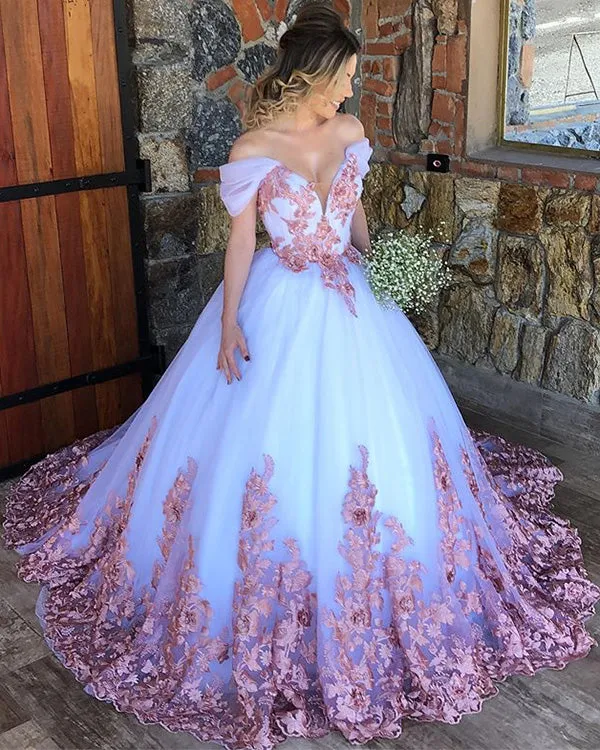 2020 Elegant Lace Wedding Dress Ball Gown Cap Sleeves Blush Appliques Princess Bridal Gowns