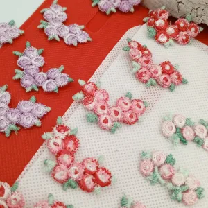 30 pieces FLORAL VINTAGE appliques purple green red pink flower Patches #146