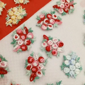 30 pieces FLORAL VINTAGE appliques yellow white green red pink baby blue light blue flower Patches #145