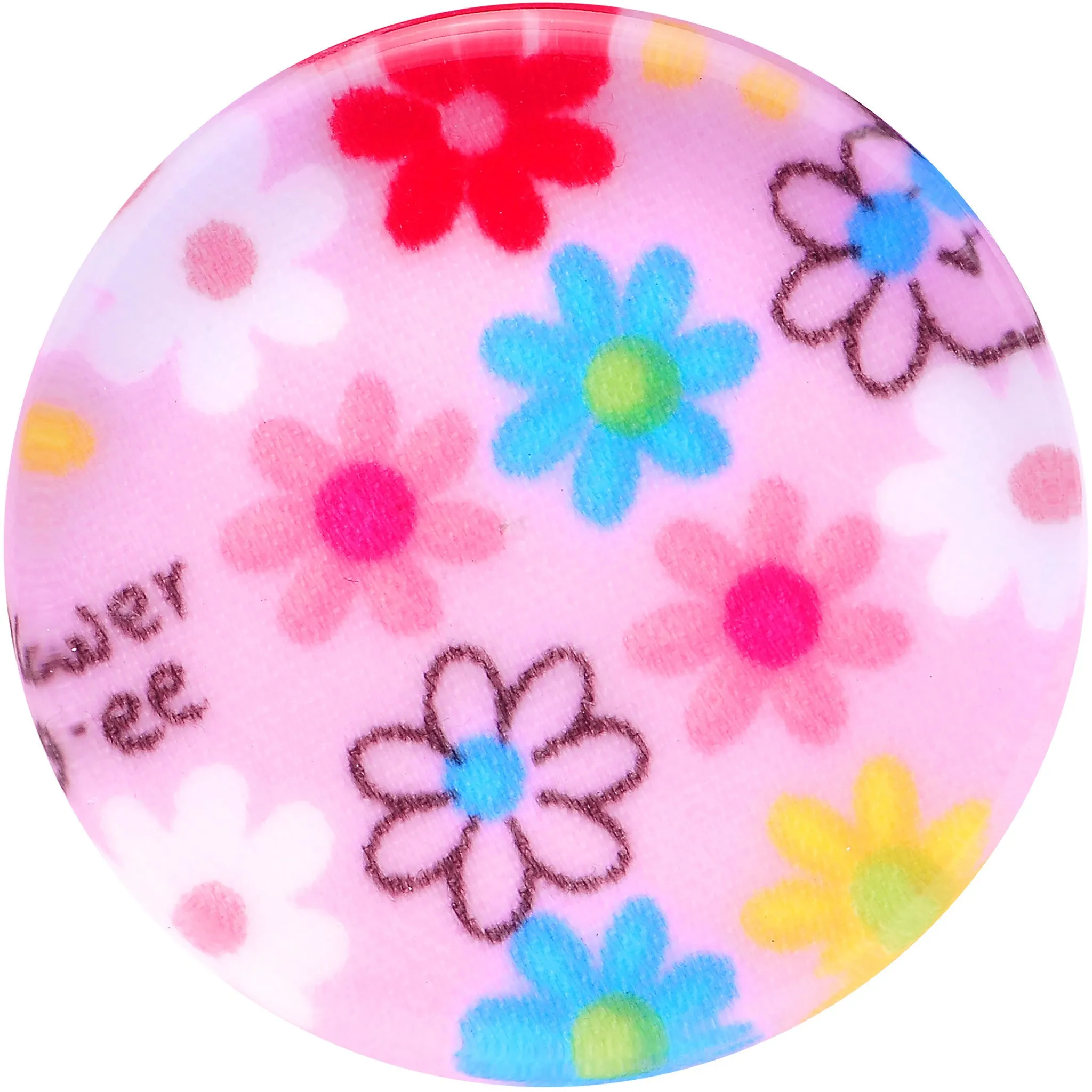 30mm Acrylic Pink Multicolored Flower Power Saddle Plug