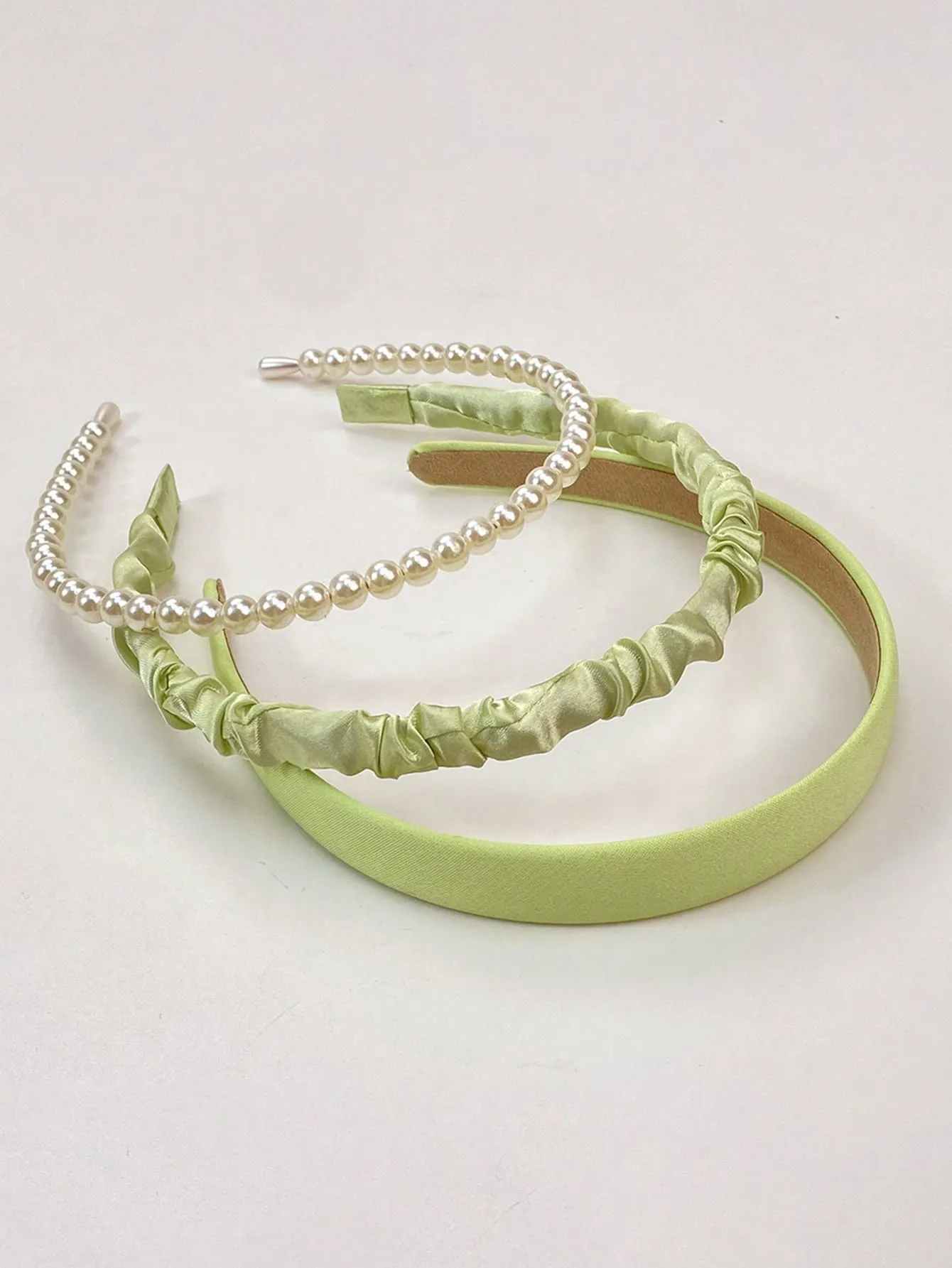 3pcs Set/Faux Pearl Sweet Ruffled Headband