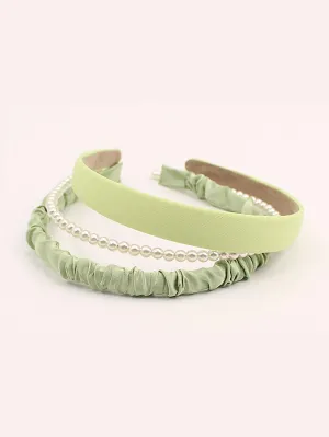 3pcs Set/Faux Pearl Sweet Ruffled Headband