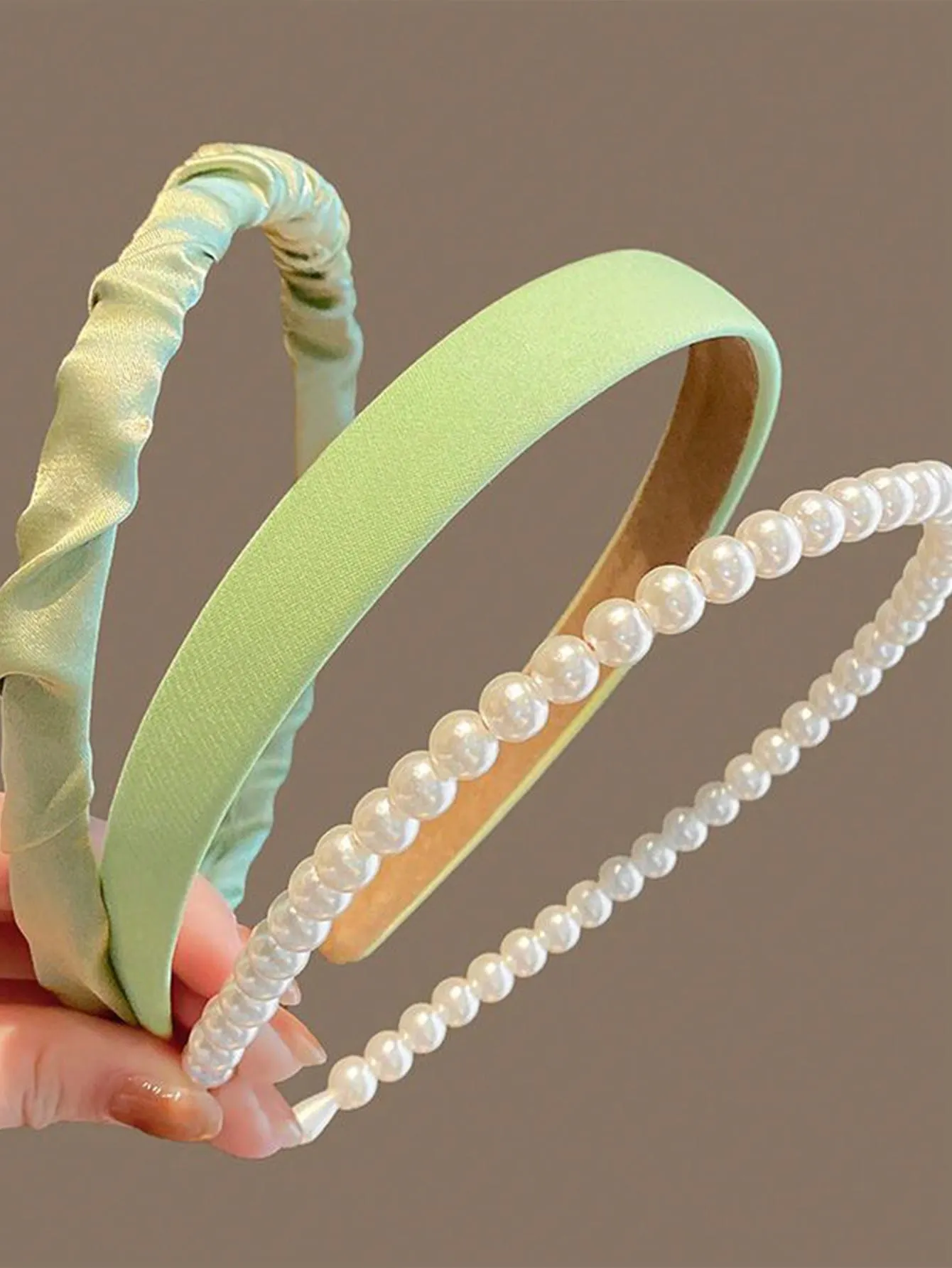 3pcs Set/Faux Pearl Sweet Ruffled Headband