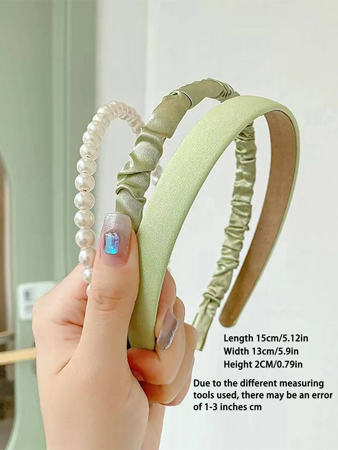 3pcs Set/Faux Pearl Sweet Ruffled Headband