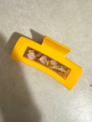 4inch Claw Clip with real pressed flowers inside *CLEARANCE* Mustard Yellow