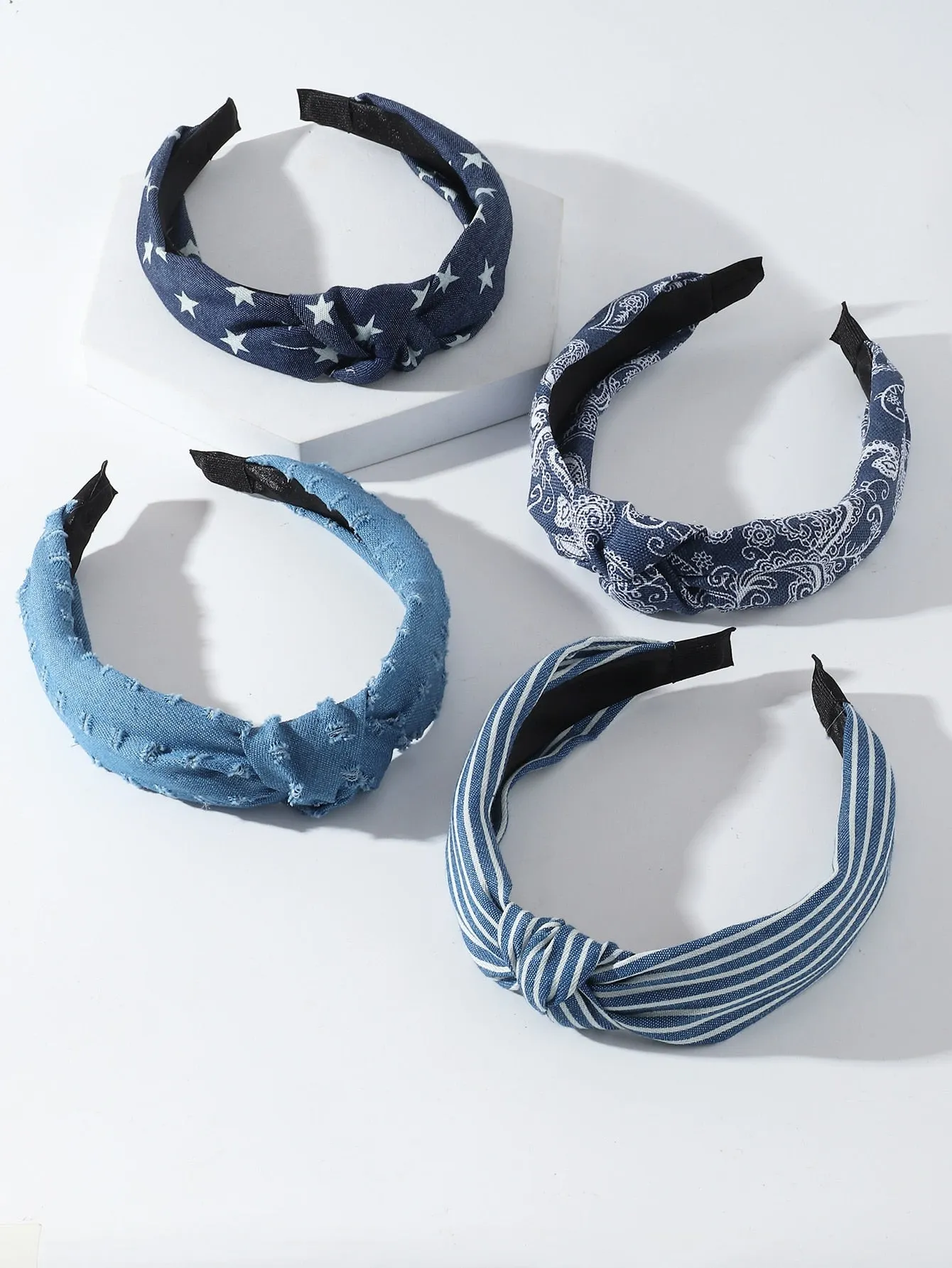 4pcs Knot Decor Star Print Headband- FD ⚡