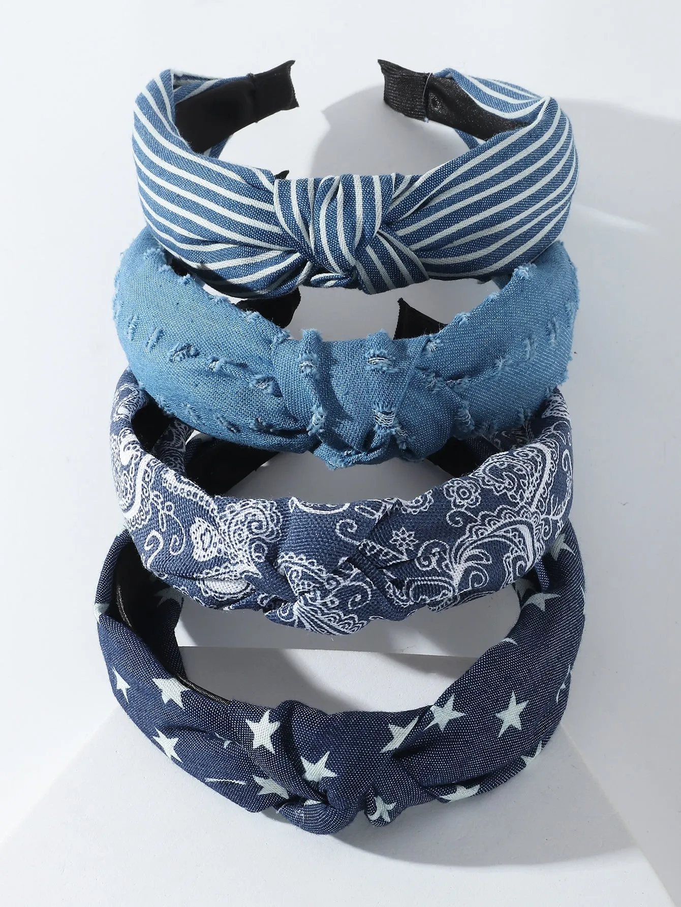 4pcs Knot Decor Star Print Headband- FD ⚡