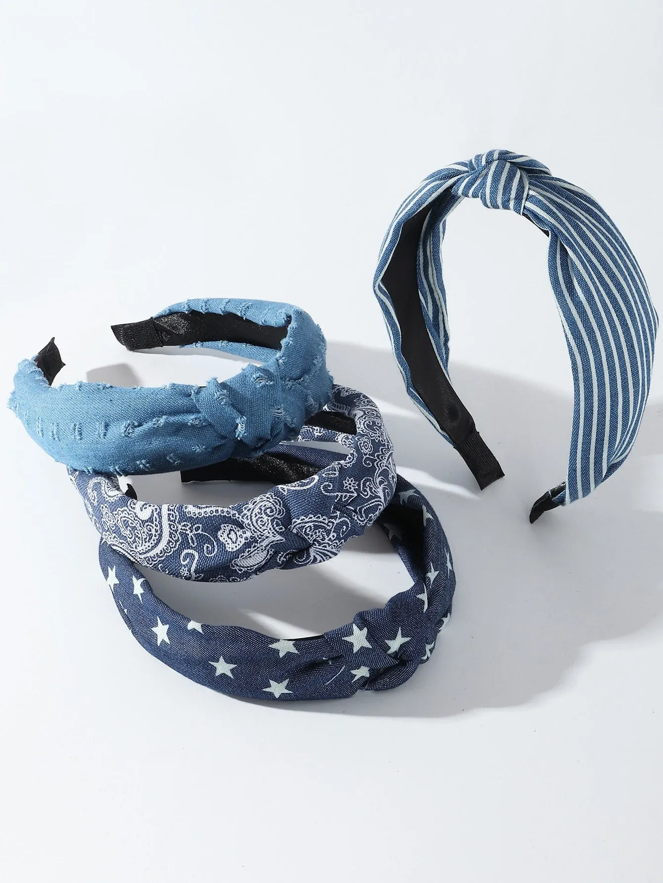 4pcs Knot Decor Star Print Headband- FD ⚡