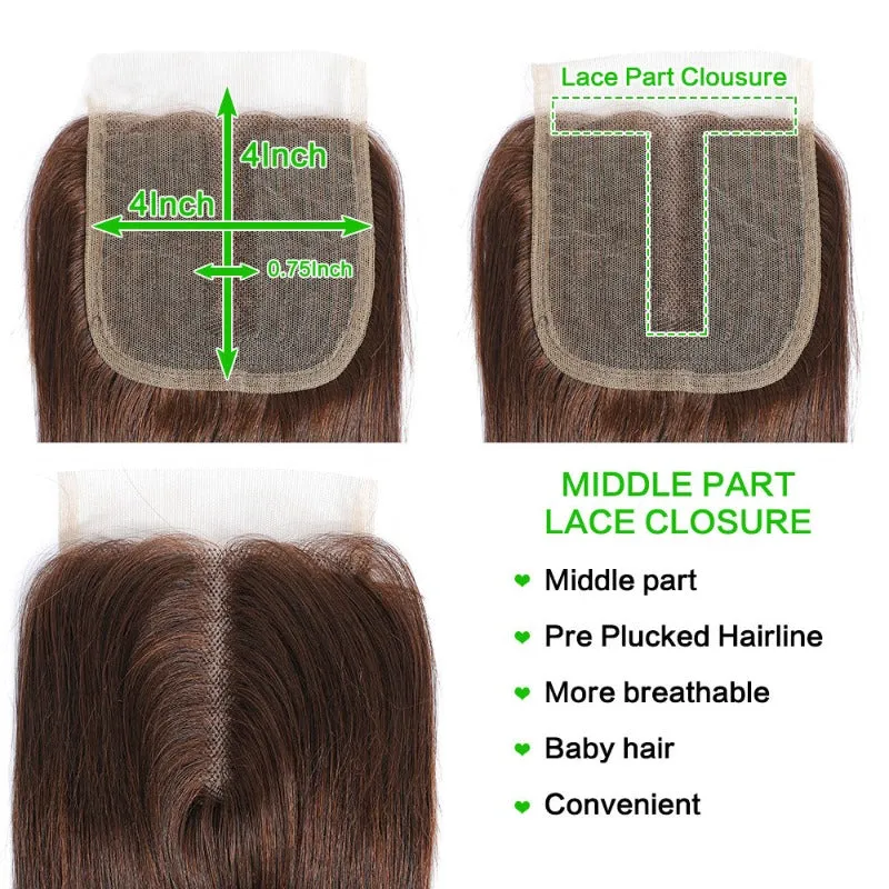 4X4 Lace Closure Body Wave 4/30 Ombre 100% Human Hair Closure