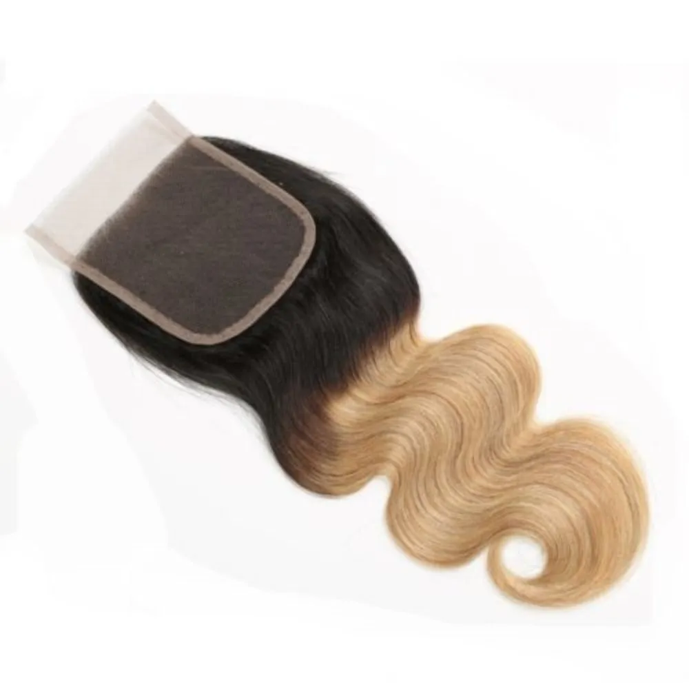 4X4 Lace Closure Body Wave Ombre 100 Human Hair Closure