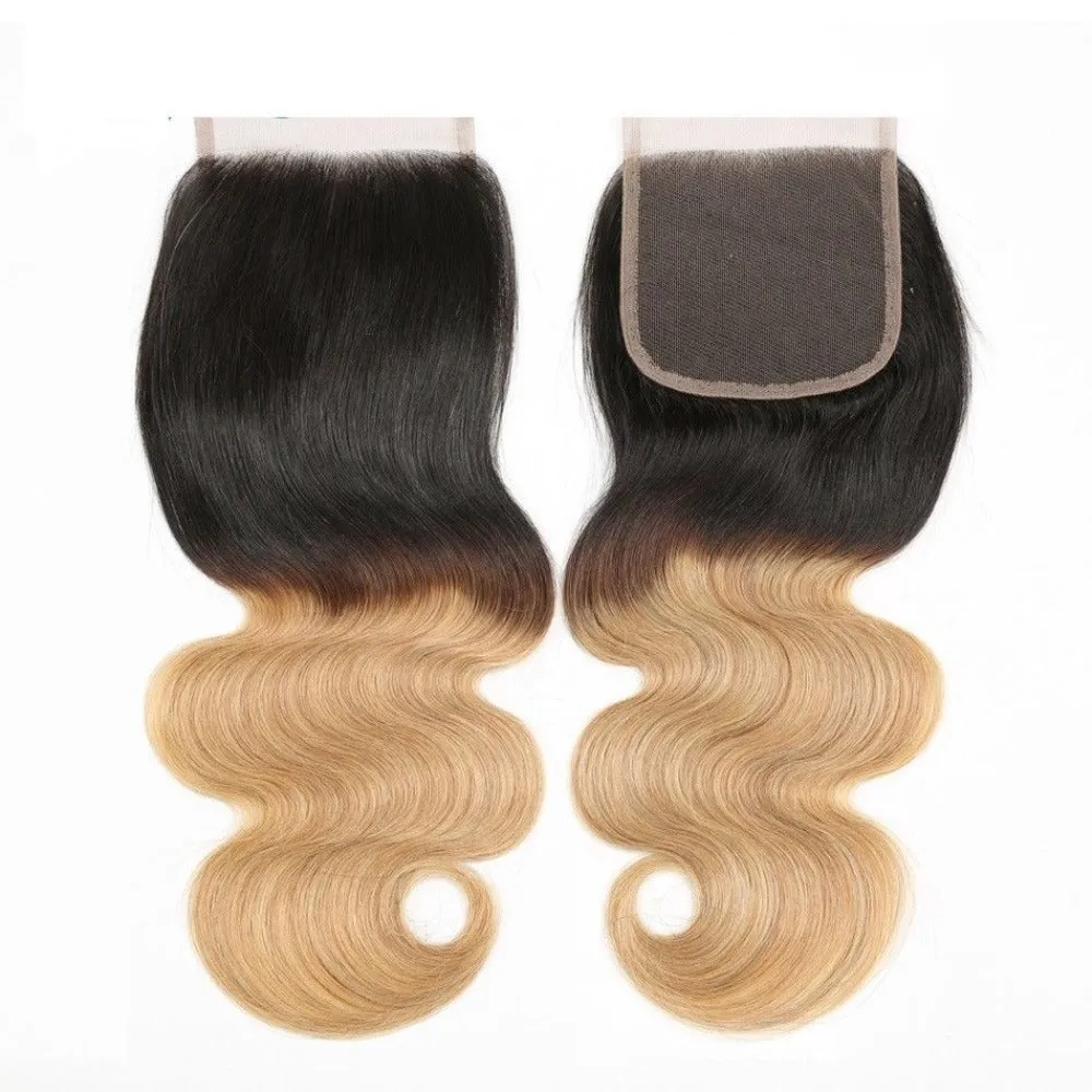 4X4 Lace Closure Body Wave Ombre 100 Human Hair Closure