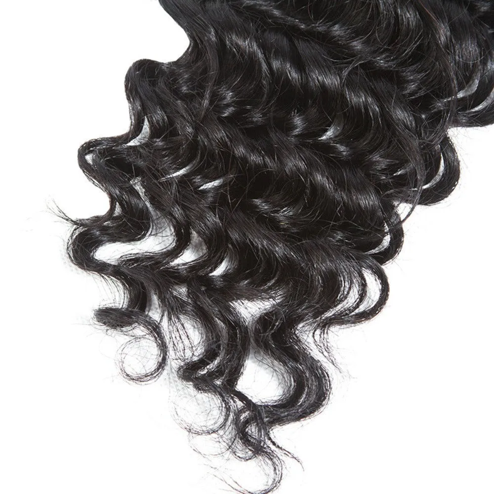 4x4 Lace Closure Deep Wave Virgin Human Hair 3 Bundles