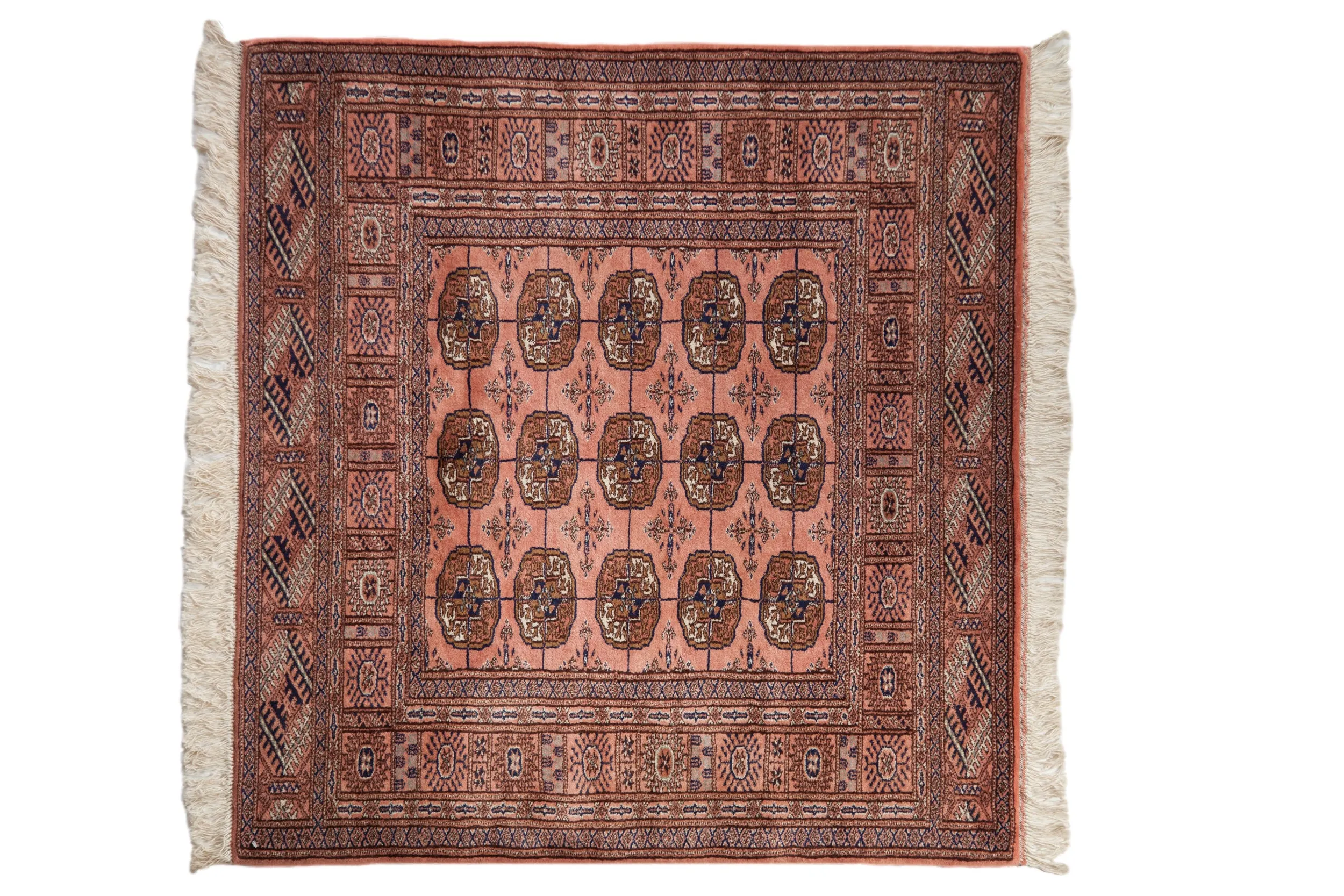 4x4 Vintage Fine Bokhara Square Rug