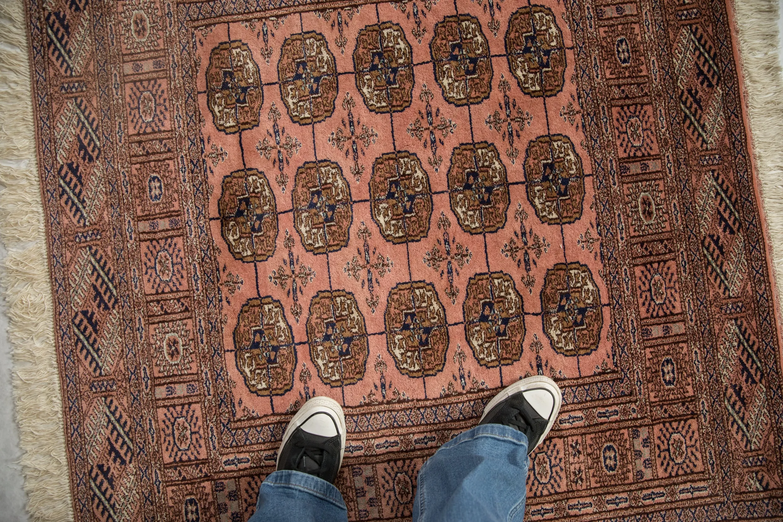 4x4 Vintage Fine Bokhara Square Rug
