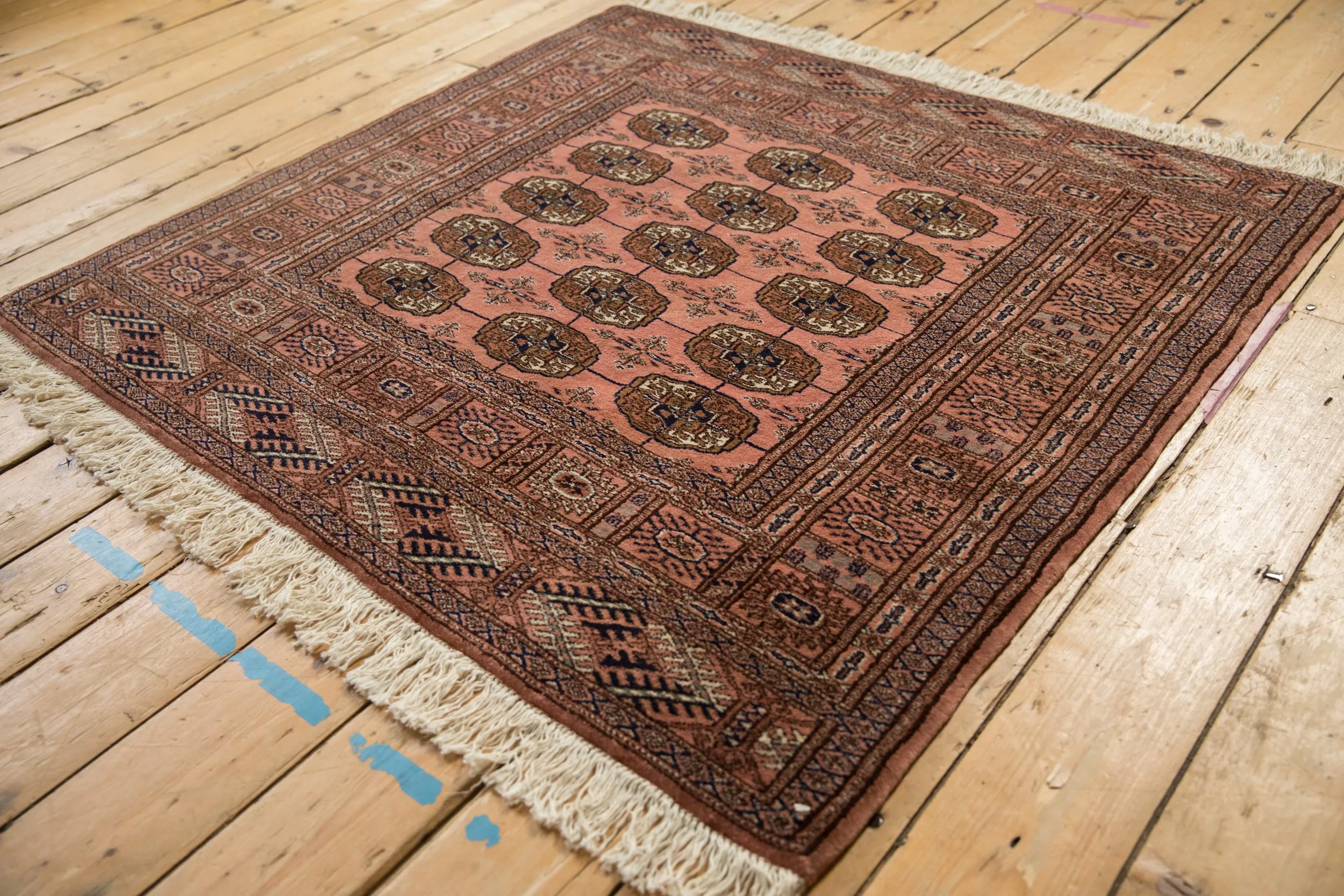 4x4 Vintage Fine Bokhara Square Rug