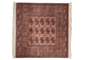 4x4 Vintage Fine Bokhara Square Rug