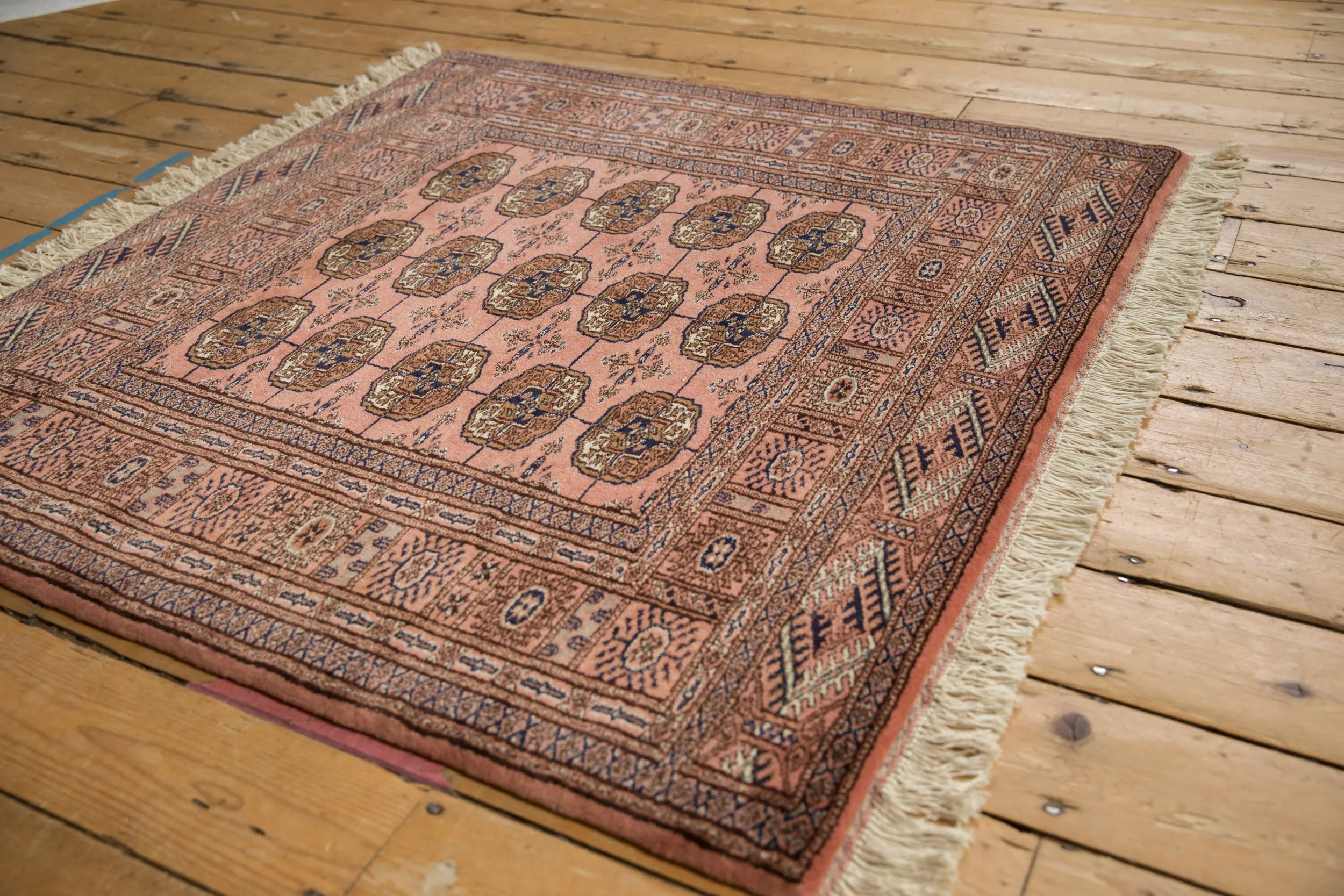 4x4 Vintage Fine Bokhara Square Rug