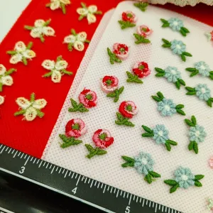 50 pieces FLORAL VINTAGE appliques blue white green pastel green pink red flower Patches #150