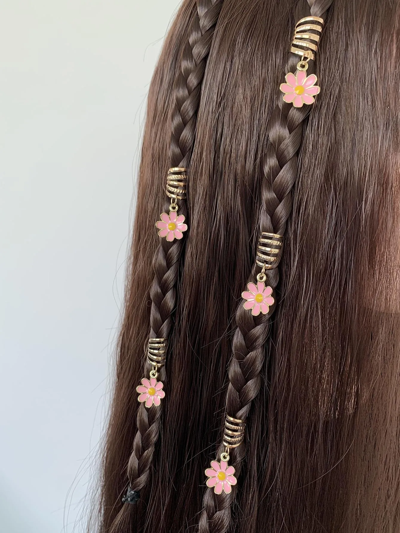 5pcs White Alloy Daisy Drop Hair Ring