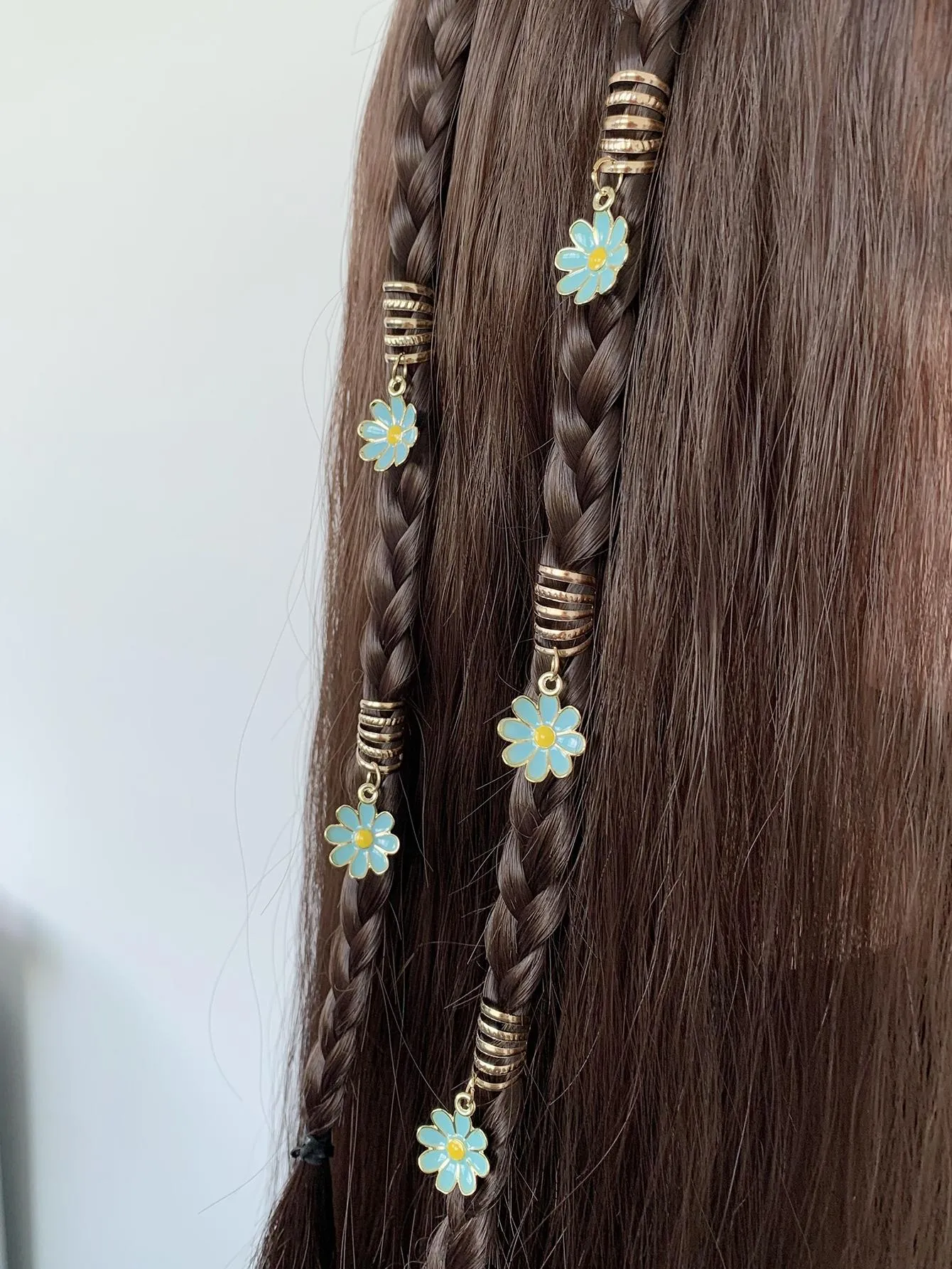 5pcs White Alloy Daisy Drop Hair Ring