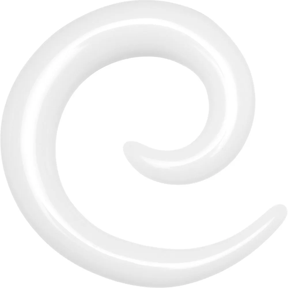 6 Gauge White Acrylic Spiral Taper