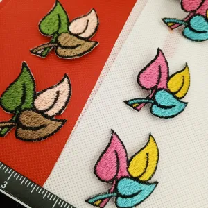6 pieces LEAF VINTAGE appliques pink brown green black yellow blue Leaves Patches #152