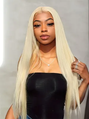 613 Blonde Straight Human Hair Lace Front Wigs Undetectable Lace Wig