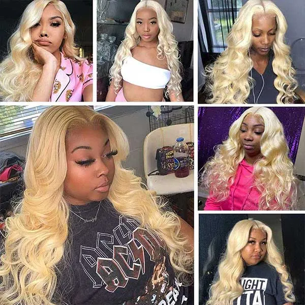 613 Blonde Wig Body Wave Wig 5x5 Lace Closure Wig Transparent Lace Wig