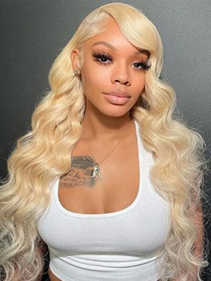 613 Blonde Wig Body Wave Wig 5x5 Lace Closure Wig Transparent Lace Wig