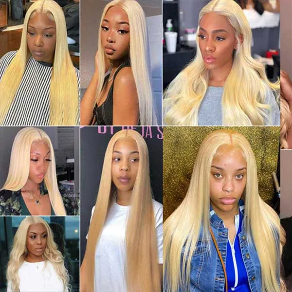 613 Blonde Wig Transparent 5x5 Lace Closure Wig Straight Wig Colored Human Hair Wigs