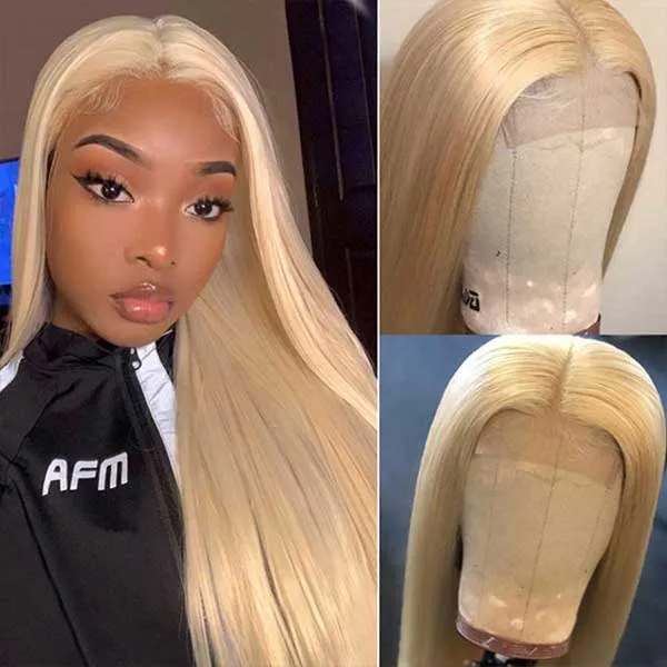 613 Blonde Wig Transparent 5x5 Lace Closure Wig Straight Wig Colored Human Hair Wigs