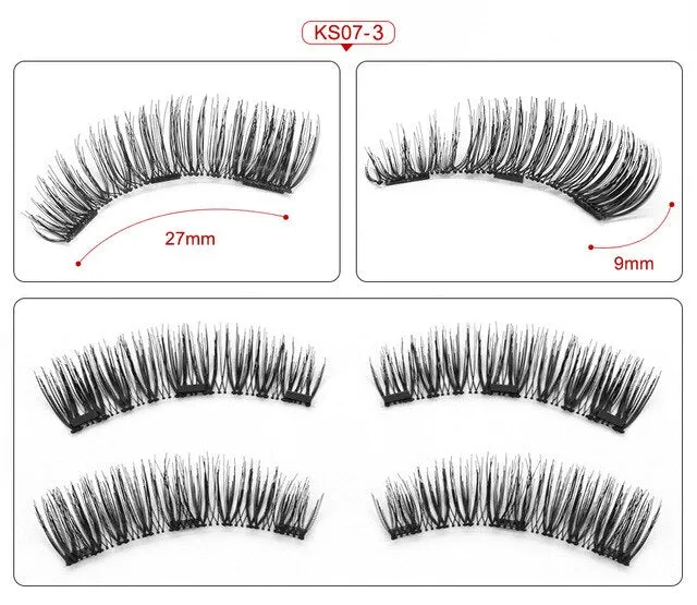 6D Magnetic Eyelashes   3 Magnets Half Soft Hair Natural Beauty