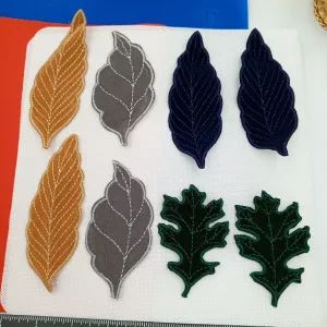 8 pieces FLORAL VINTAGE appliques gray wood brown dark green black flower Patches #155