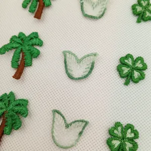 9 pieces FLORAL VINTAGE appliques green light green brown flower Patches #154