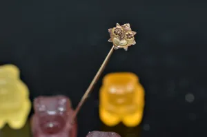 9K Rose And Green Gold Flower Stickpin By Sydenham Bros