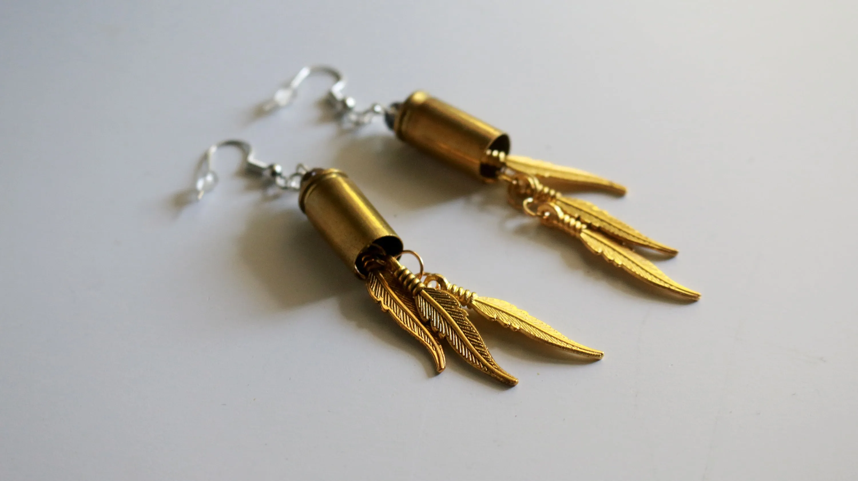 9mm Feather Bullet Earrings