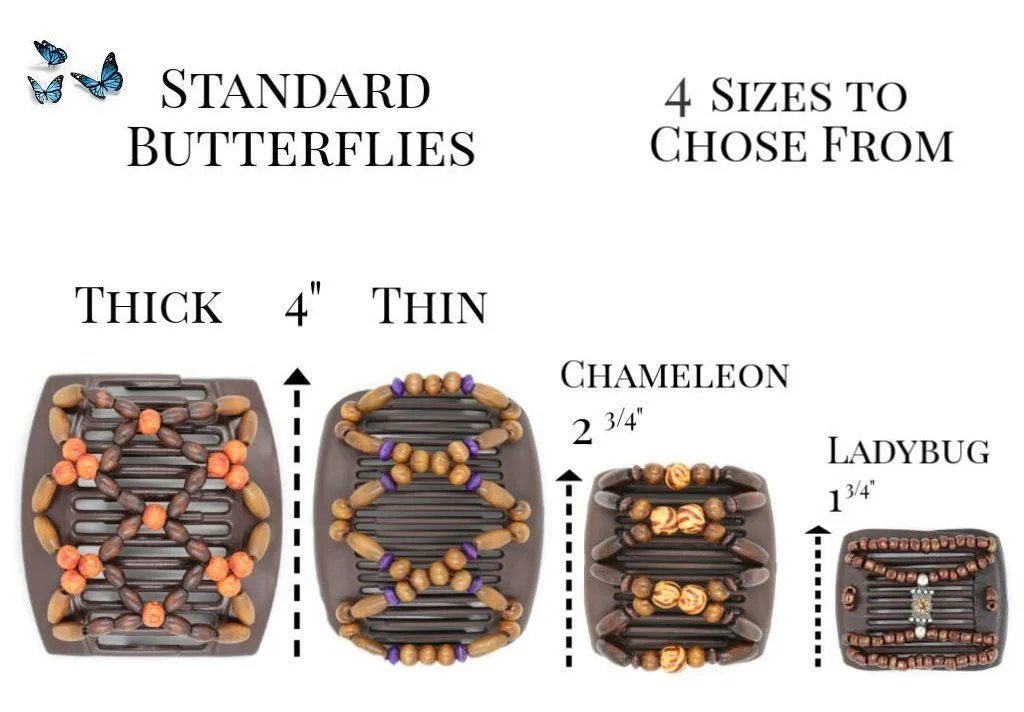 African Butterfly Chameleon Hair Comb - Beada Black 30